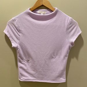 Purple Mock Neck Crop Top